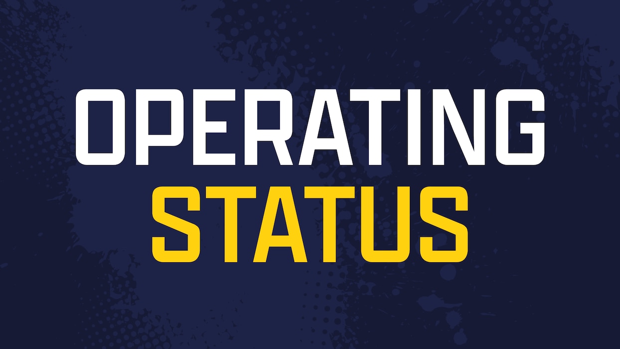 Dark Purple graphic with the title Operating Status in white and yellow text.