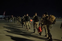 Members of the 140th Wing depart to the Pacific region for a three-month deployment from Buckley Space Force Base, Aurora, Colorado, Jan. 10, 2026.