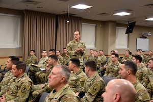 Brig. Gen. Donald K. Brooks, deputy commanding general for Operations, U.S. Army Space and Missile Defense Command, takes questions from participants of the annual Army Space Operations Training Forum, Jan. 21-23, at Peterson Space Force Base, Colo.