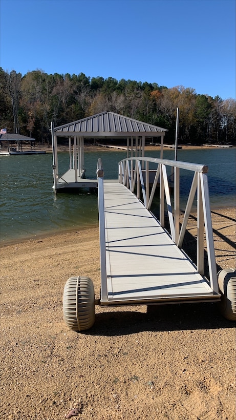 Picture of a recently installed permitted private dock on Kerr Reservoir.