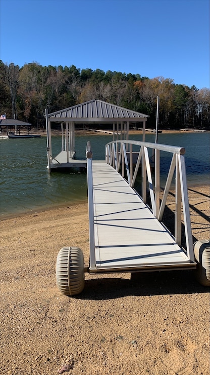 Picture of a recently installed permitted private dock on Kerr Reservoir.
