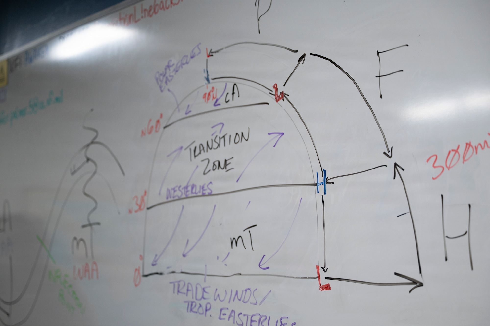 A white board with drawings is displayed.