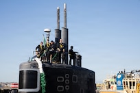 NAVAL BASE POINT LOMA, Calif. (Jan. 30, 2026) - Los Angeles-class fast-attack submarine USS Greeneville (SSN 772) returns to Naval Base Point Loma following a deployment to the U.S. Indo-Pacific Command area of responsibility, Jan. 30, 2026. Greeneville is assigned to Commander, Submarine Squadron 11, home to four Los Angeles-class fast-attack submarines, which are capable of supporting various missions, including anti-submarine warfare, anti-ship warfare, strike warfare and intelligence, surveillance and reconnaissance. (U.S. Navy photo by Mass Communication Specialist 2nd Class Rashan Jefferson)