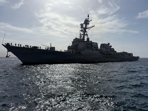 EILAT, Israel (Jan. 30, 2026) – Arleigh Burke-class guided-missile destroyer USS Delbert D. Black (DDG 119) approaches Eilat, Israel for a scheduled routine port visit, Jan. 30. Delbert D. Black is deployed to the U.S. 5th Fleet area of operations to support maritime security and stability in the U.S. Central Command area of responsibility. (Courtesy photo)