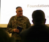 Maj. Gen. Gent Welsh, the adjutant general of the Washington National Guard, provides opening comments for a Foundation Day event, Jan., 29, 2026, at Camp Murray, Washington.