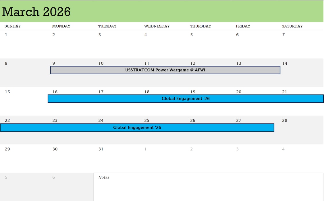AFWI Calendar March 2026