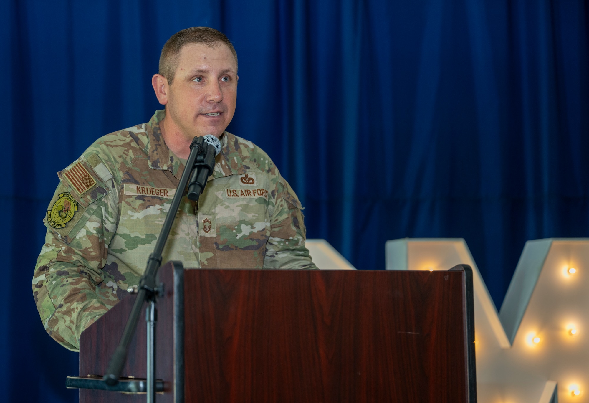 The event, attended by Airmen, family and friends, recognized the dedication and leadership of the Airmen who have been selected for the highest enlisted rank in the Air Force.