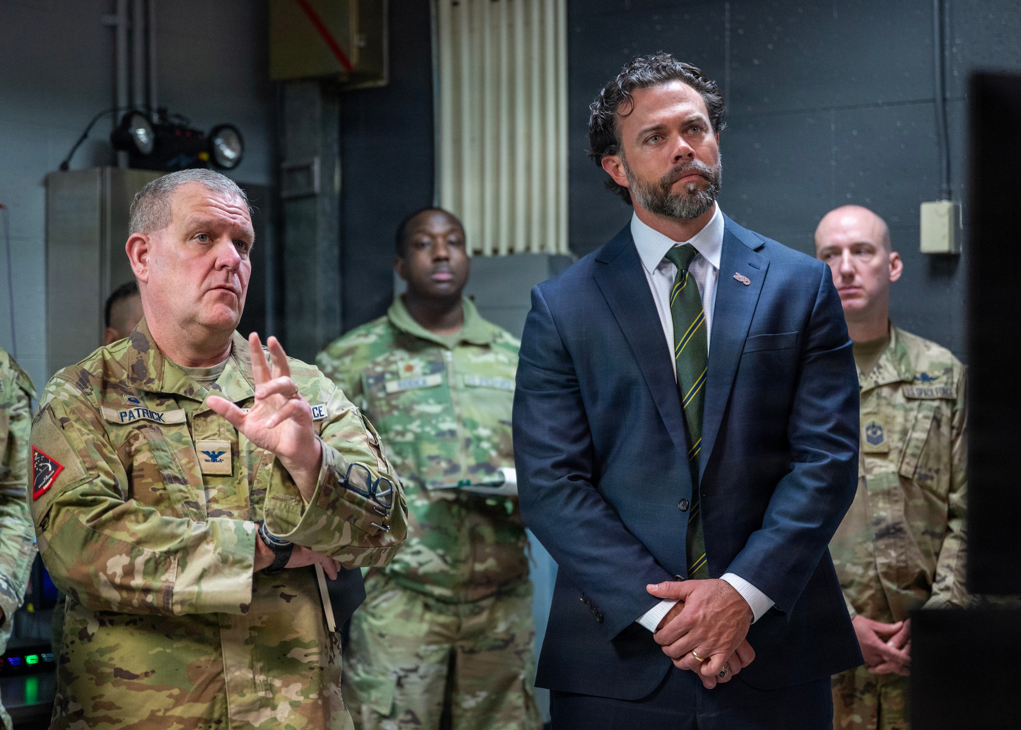 U.S. Air Force Col. John Patrick, Space Forces Korea commander, briefs Under Secretary of the Air Force Matt Lohmeier on joint space operations at Osan Air Base, Republic of Korea, Jan. 30, 2026. Lohmeier’s visit is focused on engaging with Airmen and Guardians executing the mission across the Indo-Pacific, while also understanding the region’s operational challenges. (U.S. Air Force photo by Staff Sgt. Sarah Williams)