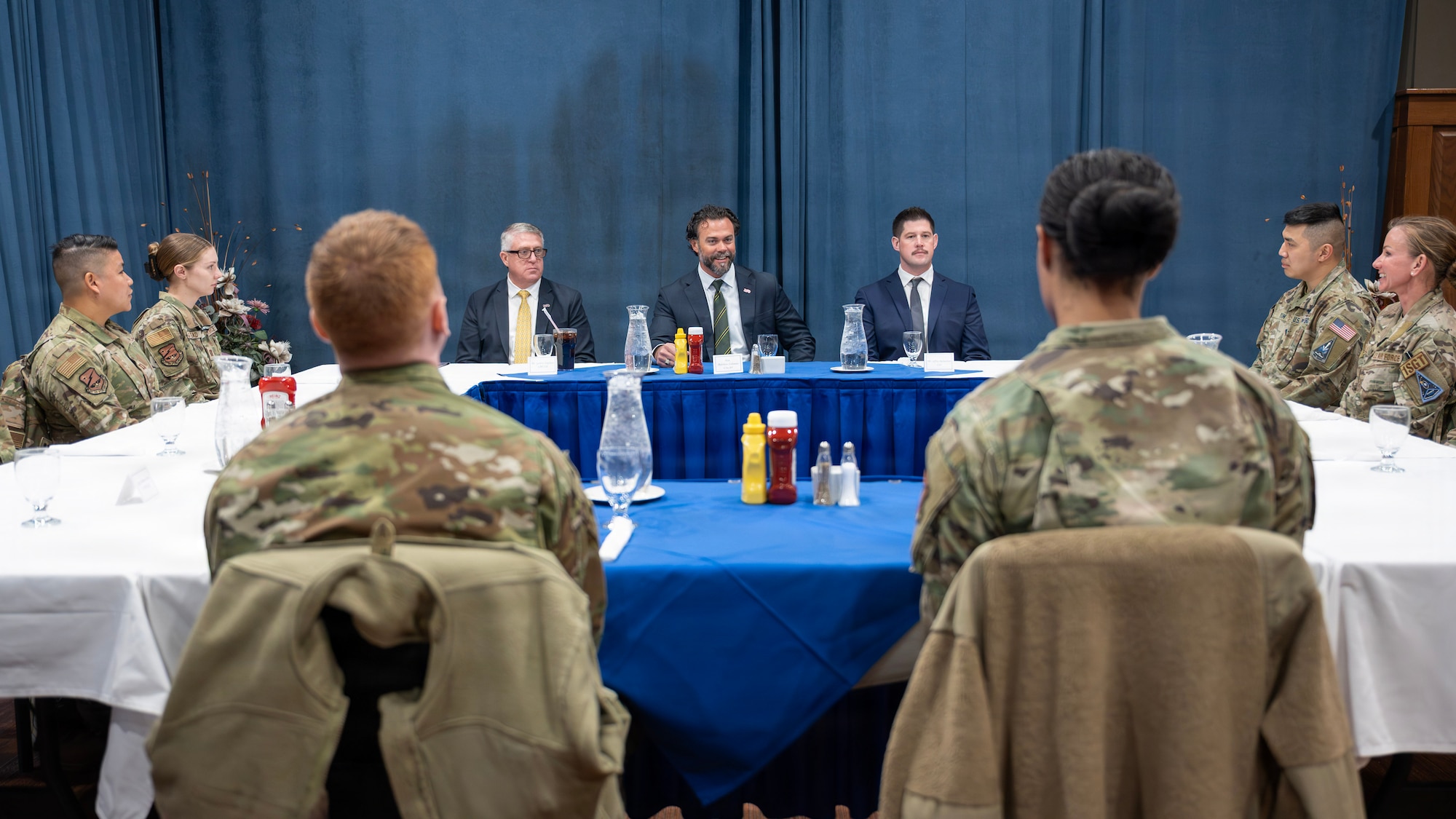 Under Secretary of the Air Force Matt Lohmeier visits with Airmen and Guardians at Osan Air Base, Republic of Korea, Jan. 30, 2026. Lohmeier is visiting the Indo-Pacific to engage with Airmen, Guardians, allies, and partners and to see firsthand how Pacific Air Forces is postured to meet strategic challenges in the region. (U.S. Air Force photo by Staff Sgt. Sarah Williams)