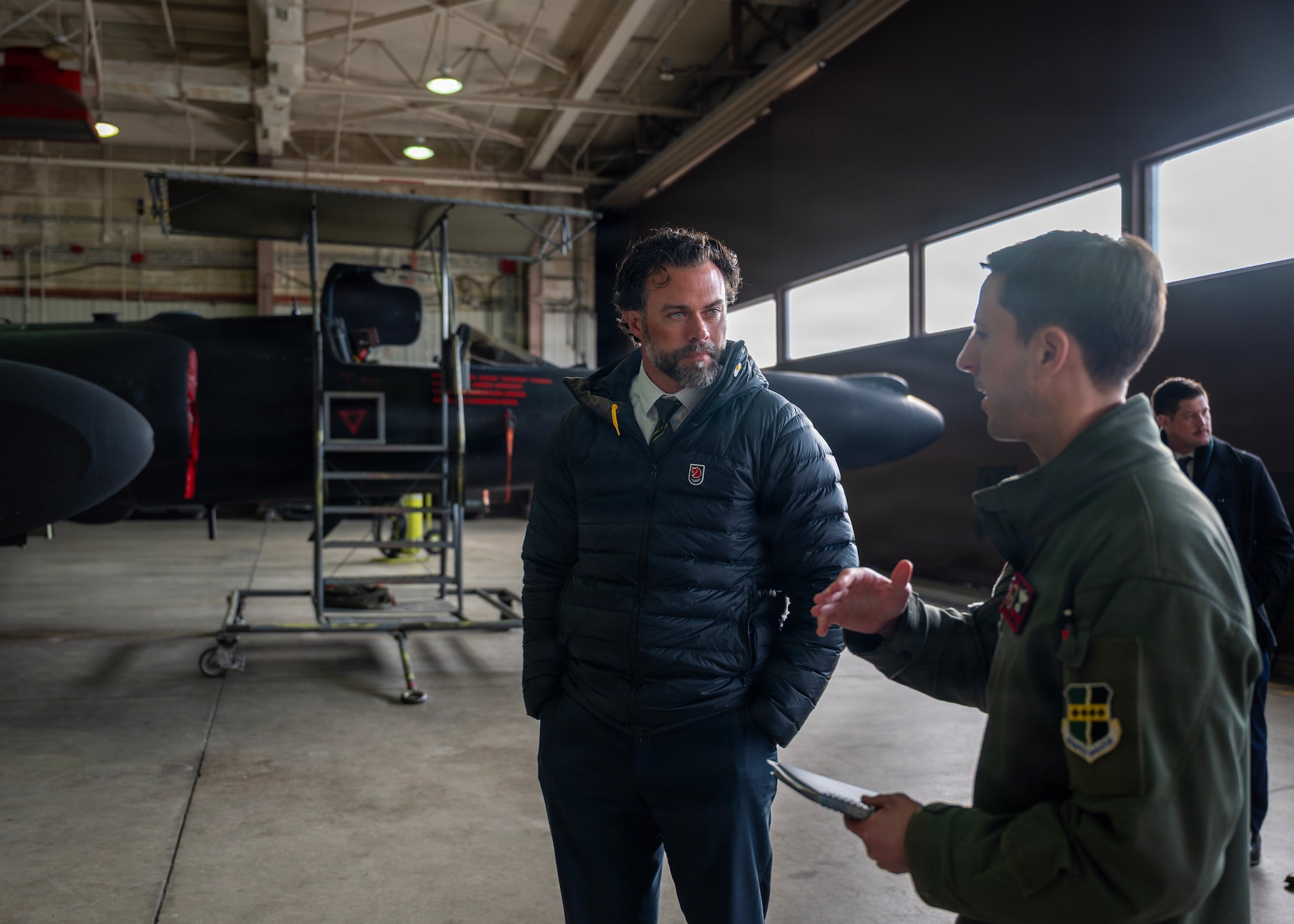 Under Secretary of the Air Force Matt Lohmeier is briefed on the mission of the 5th Reconnaissance Squadron at Osan Air Base, Republic of Korea, Jan. 30, 2025. Lohmeier’s visit is focused on engaging with Airmen and Guardians executing the mission across the Indo-Pacific, while also understanding the region’s operational challenges. (U.S. Air Force photo by Staff Sgt. Sarah Williams)
