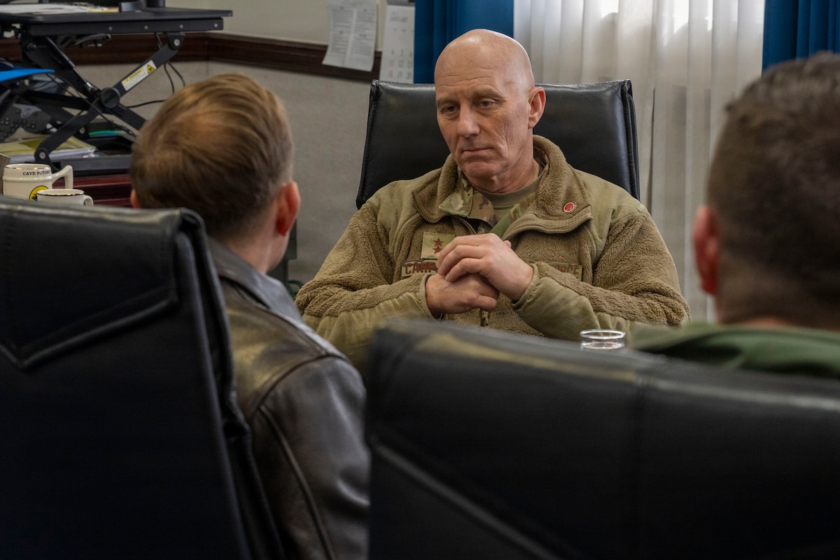 U.S. Air Force Maj. Gen. Donald Carpenter, F-35 fleet readiness and sustainment director, meets with 35th Fighter Wing leaders at Misawa Air Base, Japan, Jan. 28, 2026.