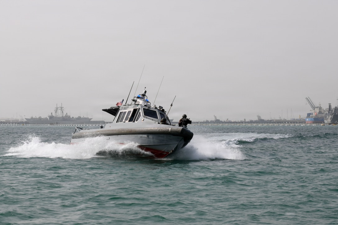 MANAMA, Bahrain (February 4, 2026) Naval Support Activity (NSA) Bahrain Harbor Patrol Unit personnel pursue a training boat as part of Exercise Citadel Protect. Citadel Protect is an annual multinational force protection exercise designed to enhance security readiness and strengthen interoperability across commands, services, and partner nations. NSA Bahrain enables the forward operations and responsiveness of U.S. and allied forces in support of the EURAFCENT mission to provide services to the fleet, warfighter and family. (U.S. Navy photo by Mass Communication Specialist 2nd Class Raphael McCorey)