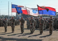 Texas Army National Guard Soldiers of the 36th Infantry Division Headquarters and the Headquarters and Headquarters Battalion, or HHBN, held a mobilization ceremony with their families and friends Jan. 31, 2026, at Camp Mabry in Austin, Texas. Maj. Gen. Brad Bowlin, the commanding general of the 36th Infantry Division, spoke to the gathered families and friends about the readiness of the unit, the devotion to duty and the importance of support for both the Soldiers and the families.