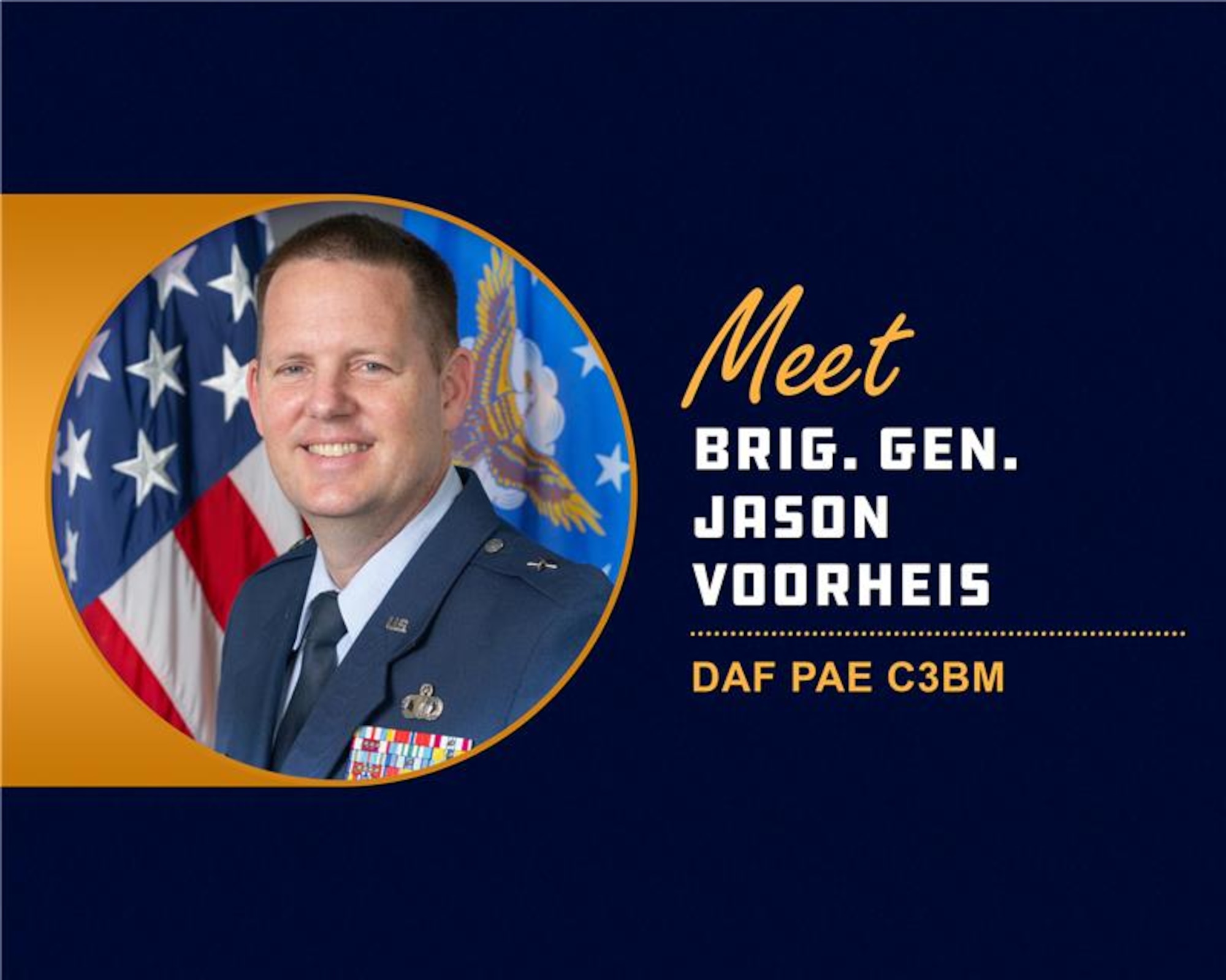 Brig. Gen. Jason Voorheis assumed responsibility of Department of the Air Force Portfolio Acquisition Executive for Command, Control, Communications and Battle Management, here, Feb. 2, 2026. Voorheis succeeds Lt. Gen. Luke Cropsey, taking responsibility for overseeing acquisition strategy and execution for capabilities that enable integrated command, control, communications and battle management across the force. (Official Air Force Graphic by Alissa Garcia)