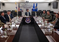 Under Secretary of the Air Force Matt Lohmeier meets with the U.S. Embassy at Osan Air Base, Republic of Korea, Jan. 30, 2026. Lohmeier’s visit is focused on engaging with Airmen and Guardians executing the mission across the Indo-Pacific, while also understanding the region’s operational challenges. (U.S. Air Force photo by Staff Sgt. Sarah Williams)