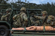 U.S. Army Soldiers conduct casualty evacuation training during jungle medicine operations at East Range, Wahiawa, Hawaii, Jan. 14, 2026.