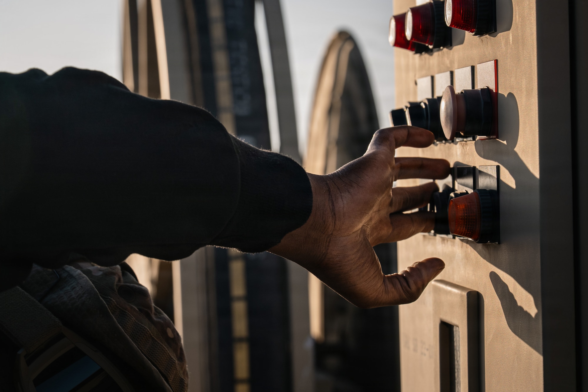 U.S. Air Force Airman 1st Class Samuel Ilet, 332nd Expeditionary Logistics Readiness Squadron fuels distribution operator, operates an R-20 expeditionary refueling system in the U.S. Central Command area of responsibility, Dec. 14, 2025.