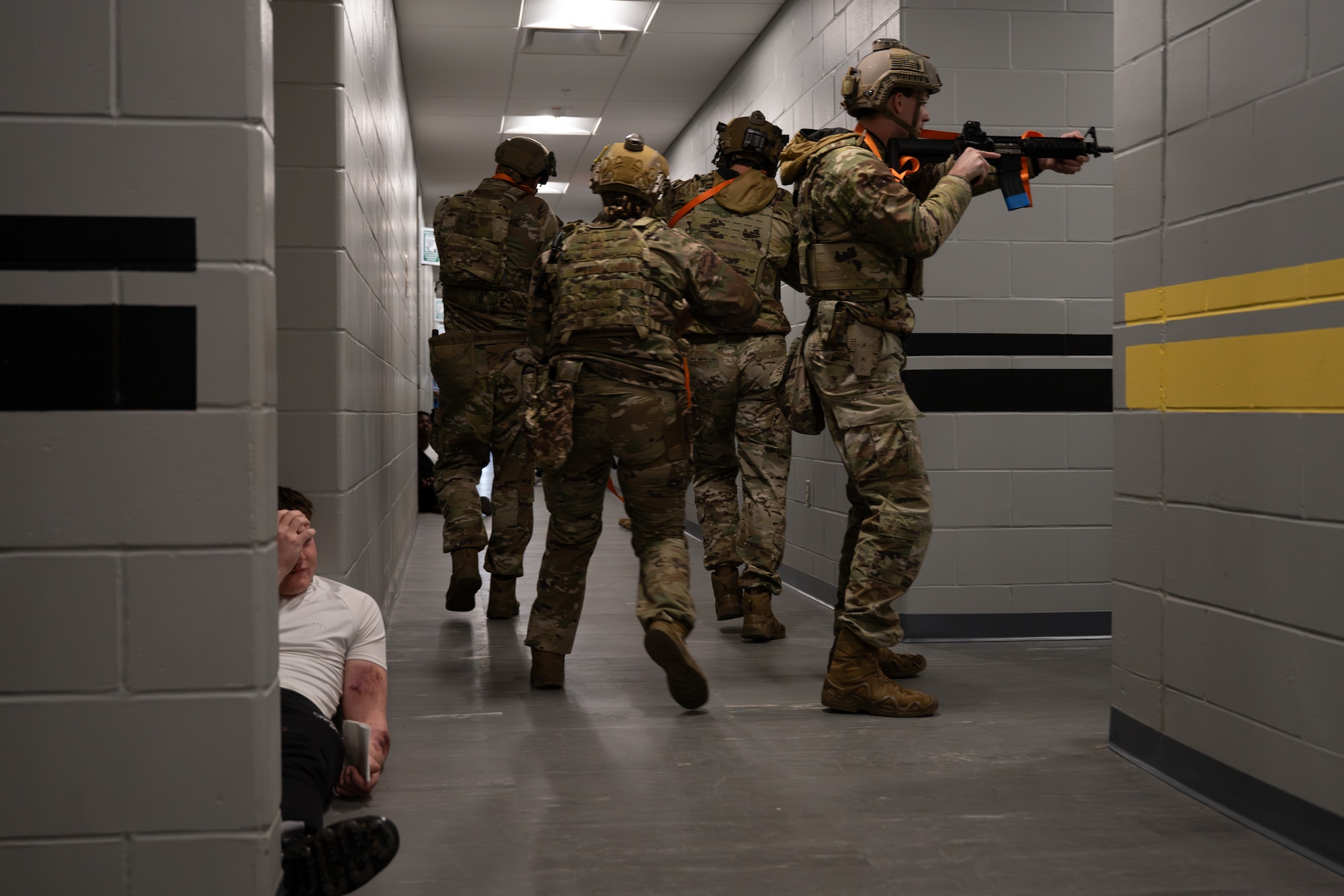 Security Forces Airmen assigned to the 1st Special Operations Wing clear a building during an active-shooter exercise at Hurlburt Field, Florida, Jan. 28, 2026.