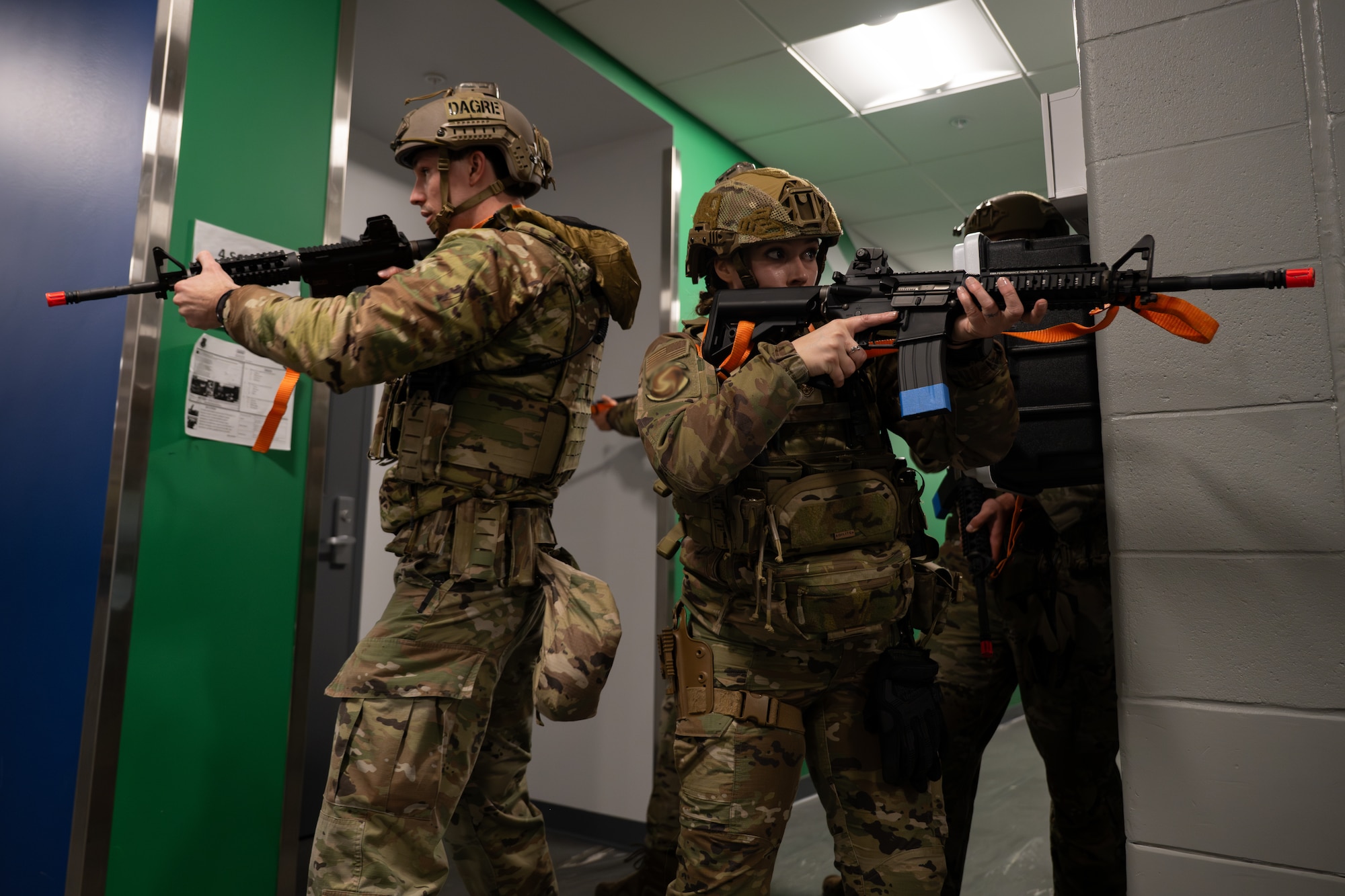 Security Forces Airmen assigned to the 1st Special Operations Wing clear a building during an active-shooter exercise at Hurlburt Field, Florida, Jan. 28, 2026.