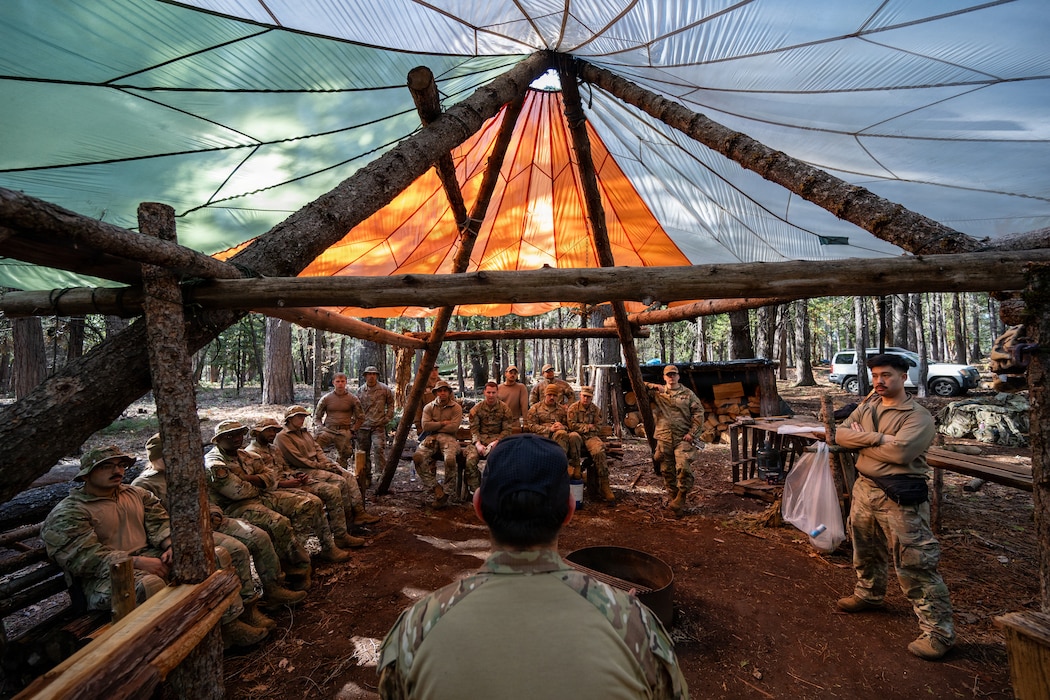 Airmen conduct survival skills training.