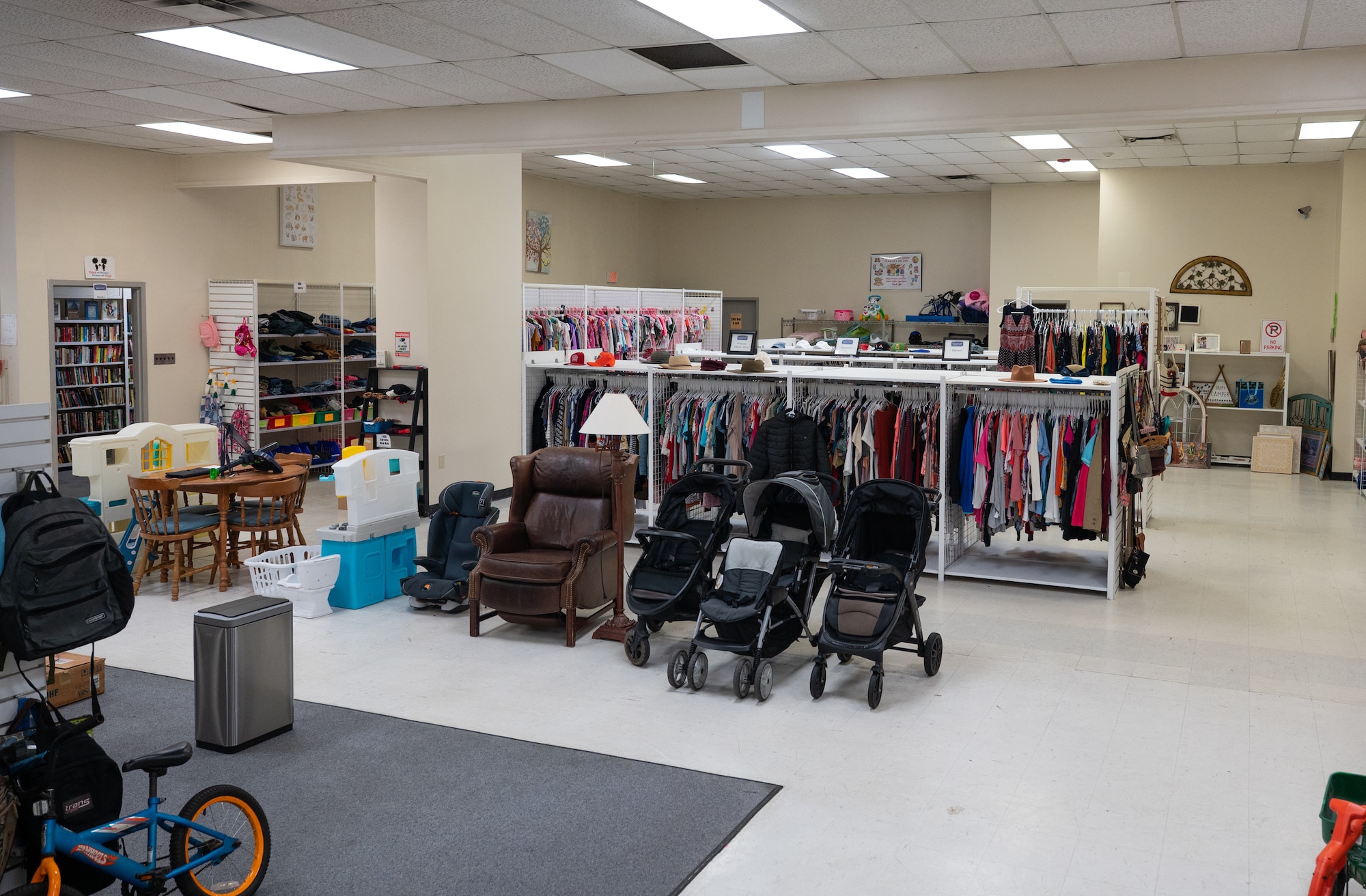 Strollers and clothes at Maxwell Air Force Base, Alabama, Jan. 30, 2026.