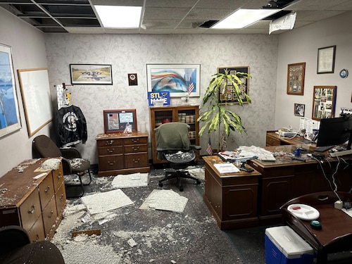 Damage in Building P-10.