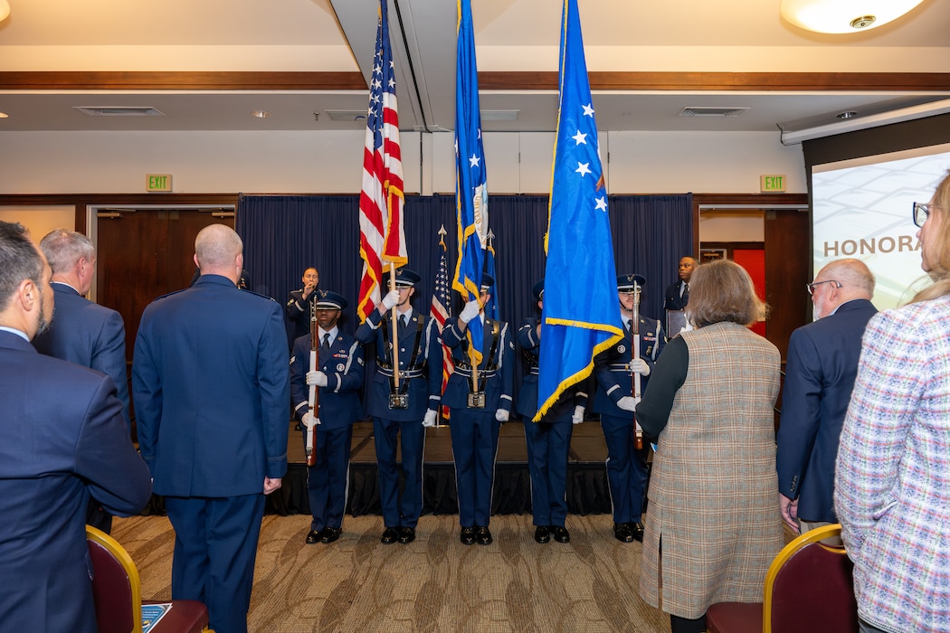 Honor Guard presents colors during ceremony