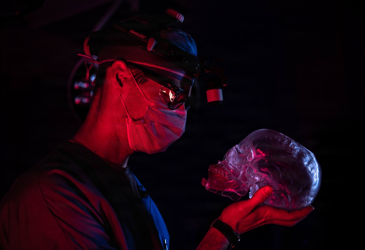 U.S. Air Force Maj. Matthew Van Hoof, 86th Dental Squadron oral and maxillofacial surgeon poses for a portrait at Landstuhl Regional Medical Center, Germany, Jan. 29, 2026.