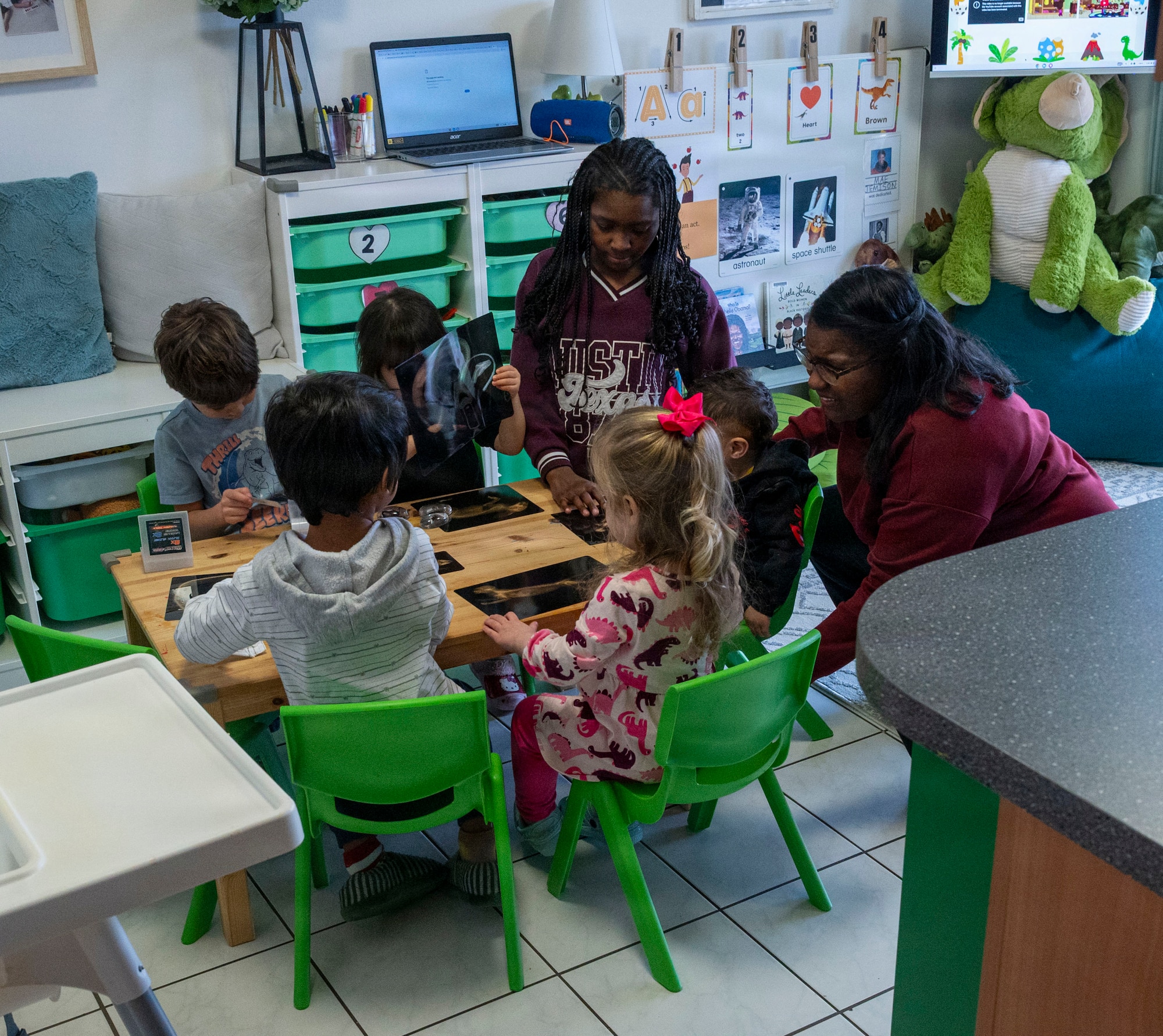 woman takes care of child