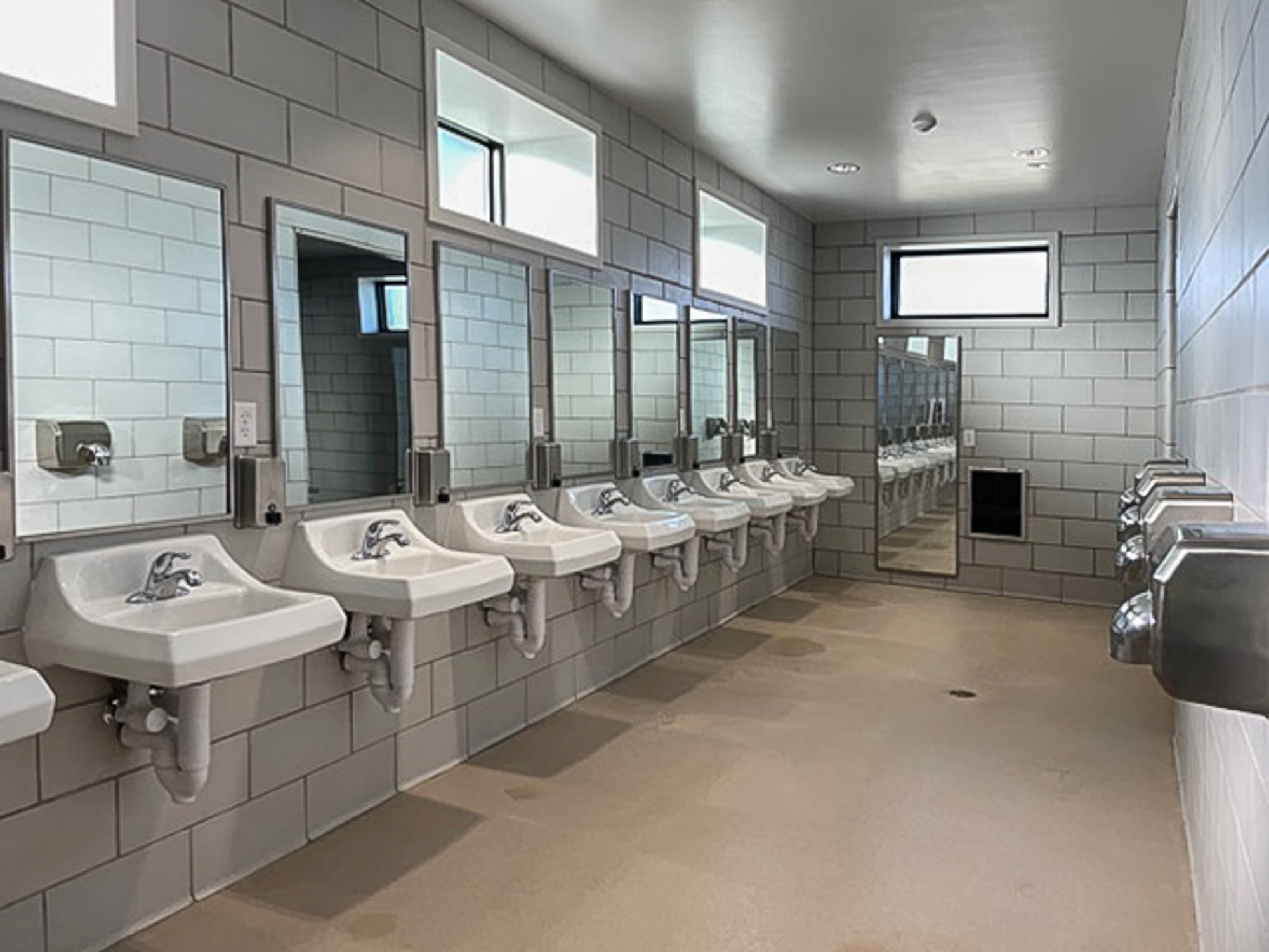 The completed sink area inside a newly constructed 5,000-square-foot hygiene facility at Fort Knox, Kentucky, Dec. 17, 2025, modernizes a field station's infrastructure for thousands of ROTC cadets and cadre who utilize the training area annually.

The U.S. Army Corps of Engineers, Louisville District project includes 34 sinks designed to handle high-volume use during U.S. Army Cadet Command's annual Cadet Summer Training.