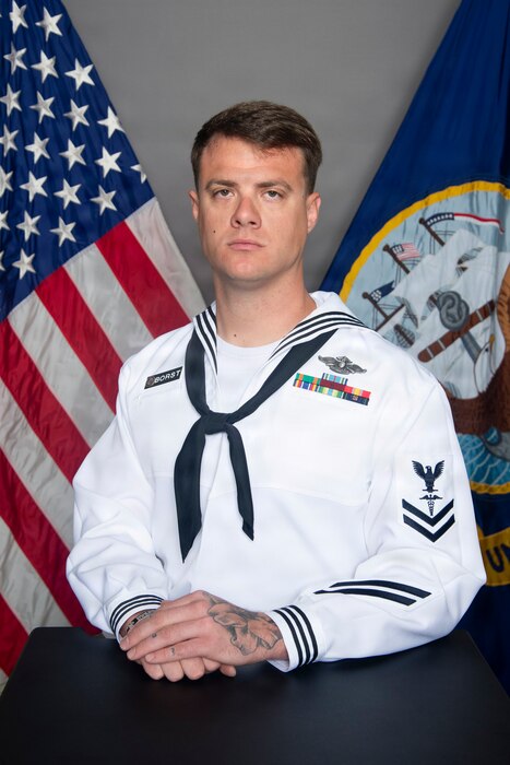 Petty Officer 2nd Class Michael Borst was recently selected for the Medical Enlisted Commissioning Program (MECP) for academic year 2026 while serving at U.S. Navy Medicine Readiness and Training Command (USNMRTC) Guantanamo Bay, Cuba. Borst is a native of Toledo, Ohio. (U.S. Navy photo by Emily McCamy/released)