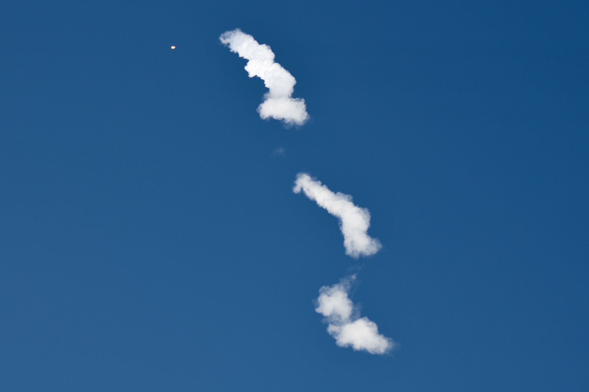 A Falcon 9 rocket carrying the Starlink 17-32 mission flies through the air after launching from Space Launch Complex 4 East (SLC-4E) at Vandenberg Space Force Base, Calif., Feb. 2, 2026.