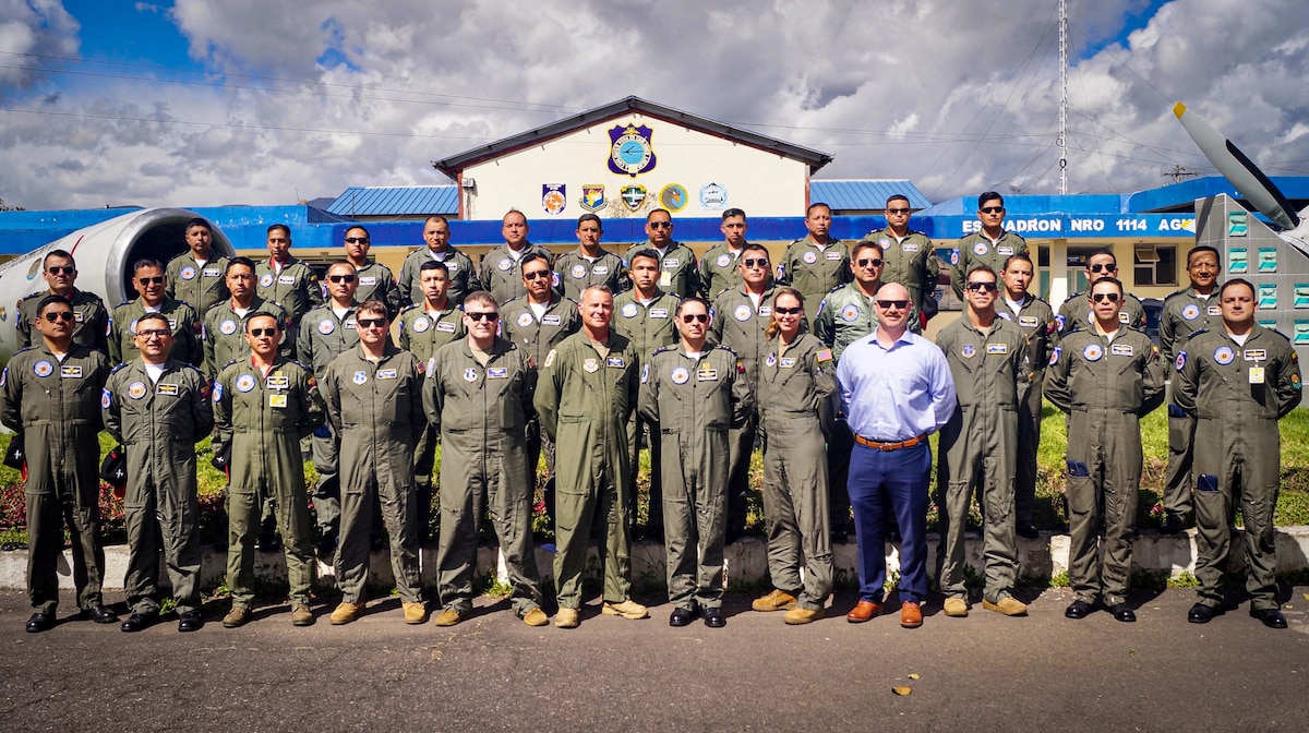 More than 30 members of the Kentucky Air National Guard’s 123rd Airlift Wing and the Ecuadorian Air Force’s 11th Transportation Wing conducted an aircrew subject matter expert exchange at Cotopaxi Air Force Base, Ecuador, May 19-24, 2025. The effort, part of the National Guard Bureau’s State Partnership Program, helped promote mutual cooperation across a full range of military and civil affairs. (Courtesy photo)