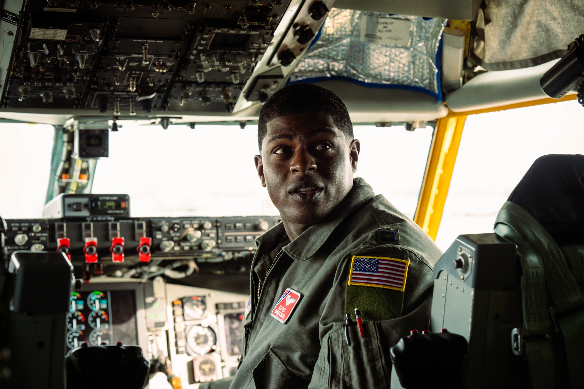 U.S. Air Force Capt. Alex West, a KC-135 Stratotanker pilot and current Chief of Scheduling in the 186th Air Refueling Wing Operation Group, prepares to fly at Key Field Air National Guard Base, Miss., Jan. 28, 2025. West experiences firsthand the dual role of pilots as both aviators and military officers.