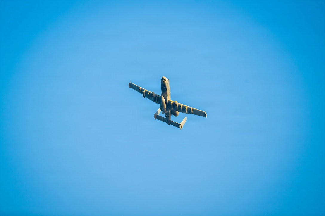 A U.S. Air Force A-10 Thunderbolt II aircraft provides close air support to Independence-variant littoral combat ship USS Santa Barbara (LCS 32) during a training exercise in the Arabian Gulf, Feb. 2, 2026. Santa Barbara is deployed to the U.S. 5th Fleet area of operations to support maritime security and stability in the Middle East. (U.S. Navy photo by Mass Communication Specialist 2nd Class Iain Page)
