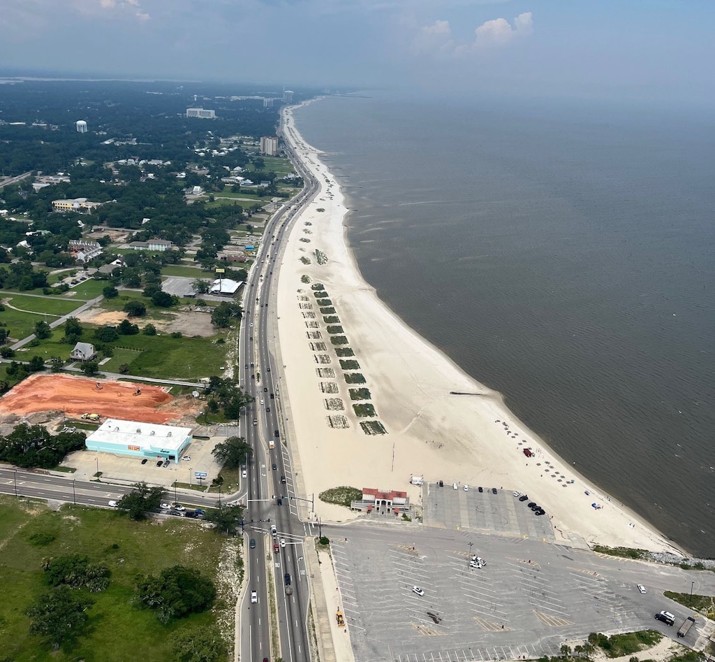 Aerial picture of a coastline.