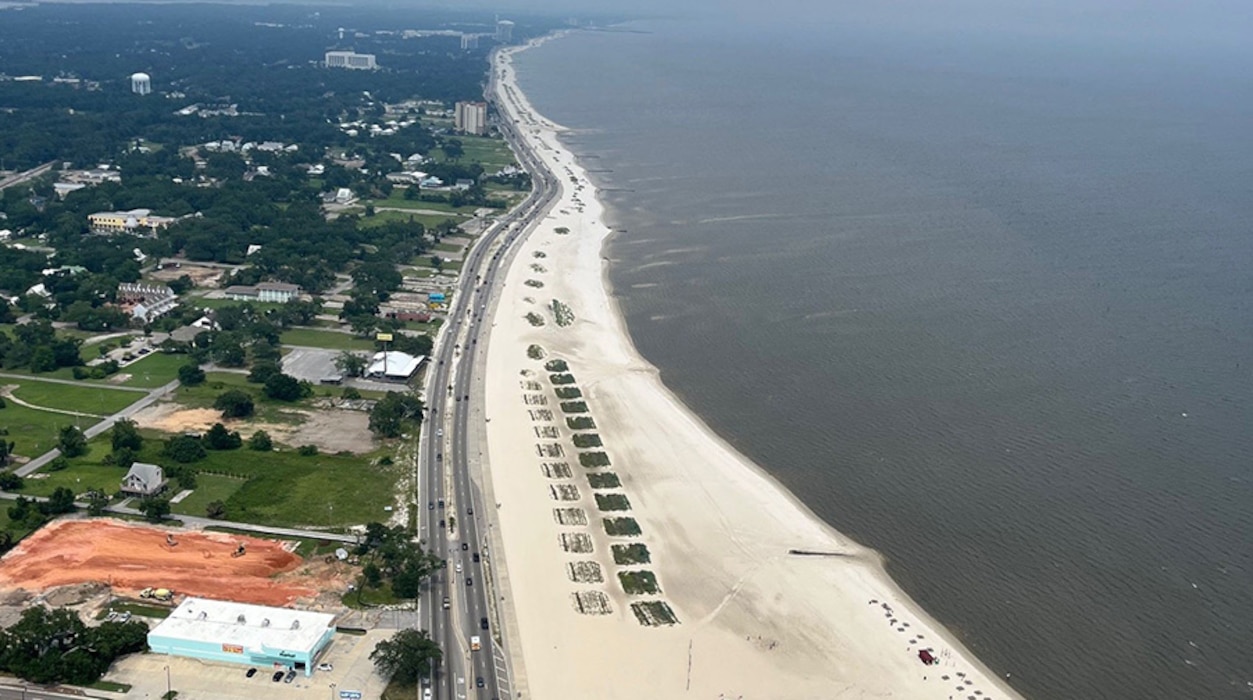 Aerial picture of a coastline.