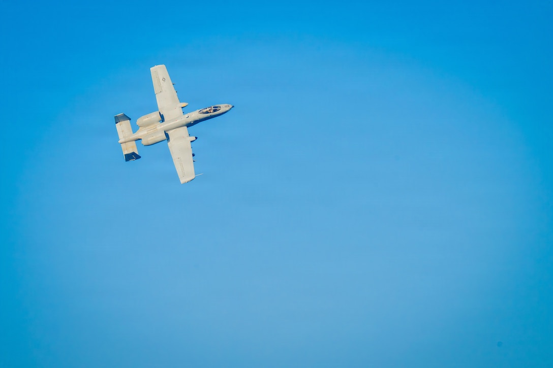A U.S. Air Force A-10 Thunderbolt II aircraft provides close air support to Independence-variant littoral combat ship USS Santa Barbara (LCS 32) during a training exercise in the Arabian Gulf, Feb. 2, 2026. Santa Barbara is deployed to the U.S. 5th Fleet area of operations to support maritime security and stability in the Middle East. (U.S. Navy photo by Mass Communication Specialist 2nd Class Iain Page)