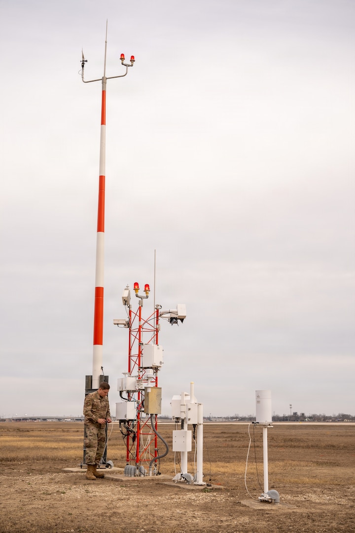 Airmen Maintain Fixed Base Weather Observation System