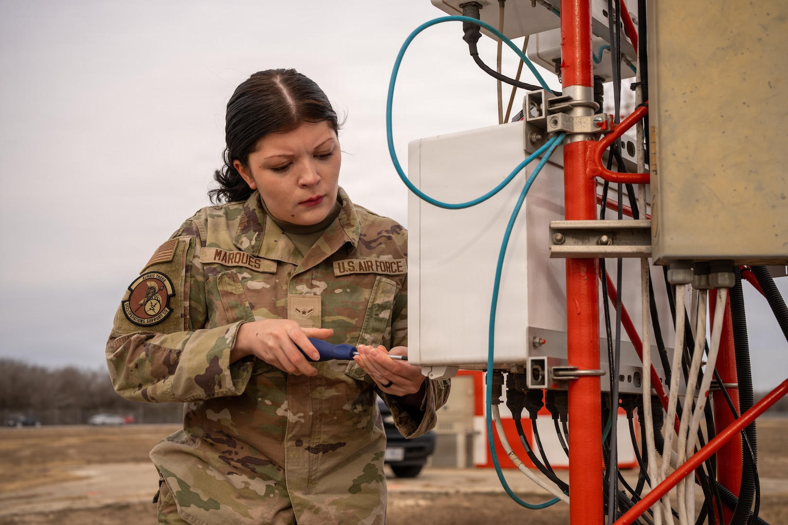 Airmen Maintain Fixed Base Weather Observation System