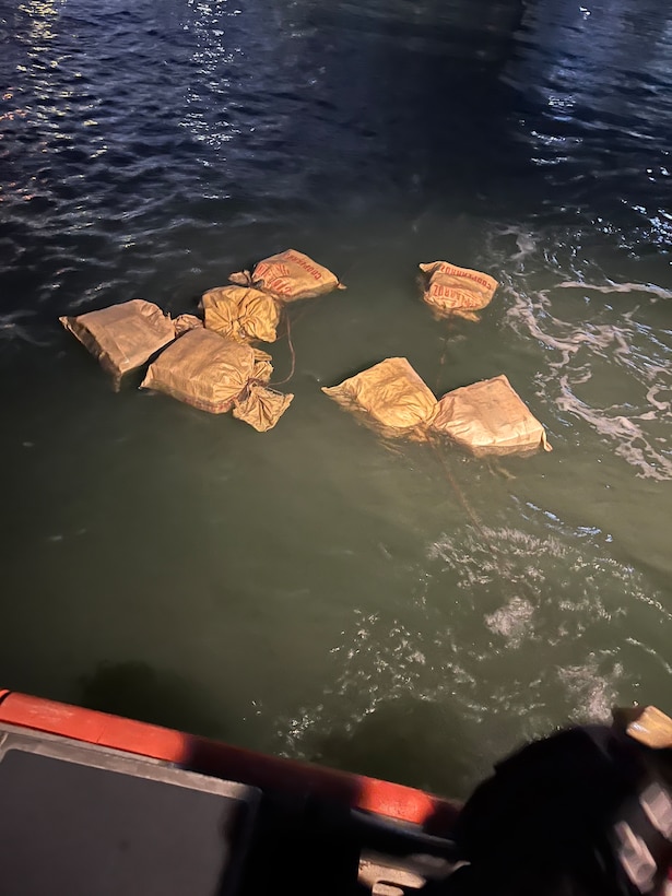 A Coast Guard Station San Juan crew working with Homeland Security Task Force - San Juan Region partner agencies apprehended a stowaway smuggler and seized 10 bales of cocaine in San Juan Harbor, Puerto Rico, Jan. 28, 2026. The seized contraband weighed a combined total of 358kgs/789.25 pounds and is estimated to have a wholesale value of more than $5 million. The apprehended smuggler is facing federal prosecution by the U.S. Attorney’s Office for the District of Puerto Rico. (U.S. Coast Guard photo)