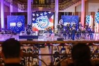 The 39th Army Band's jazz ensemble performs a concert in celebration of the 250th anniversary of American independence at the National Palace in San Salvador, El Salvador, on Jan. 31, 2026.