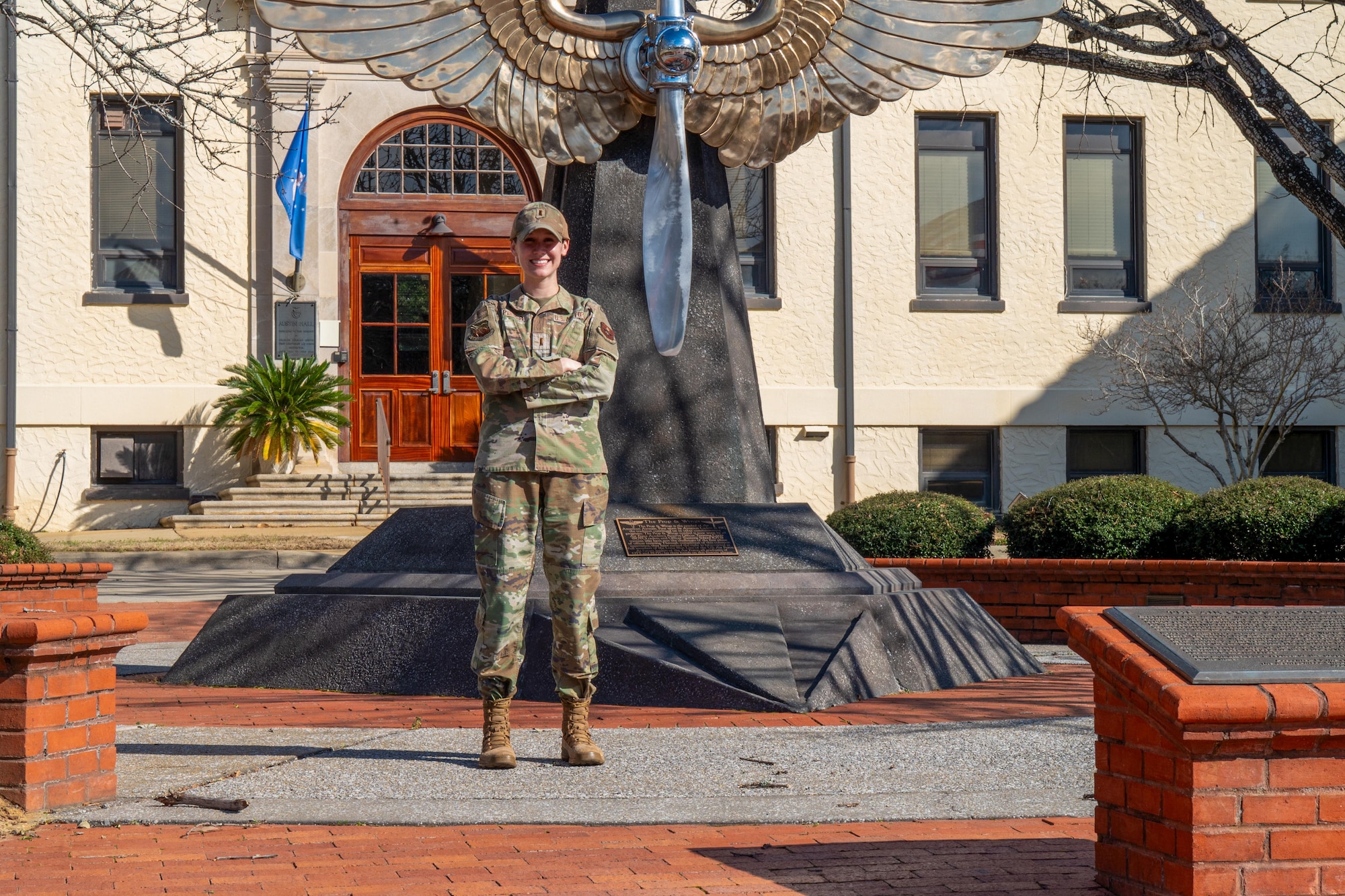 U.S. Air Force 2nd Lt. Shelby Pinner, Air University commander’s support staff officer in charge, poses for a photo at Maxwell Air Force Base, Alabama, Feb. 3, 2026.