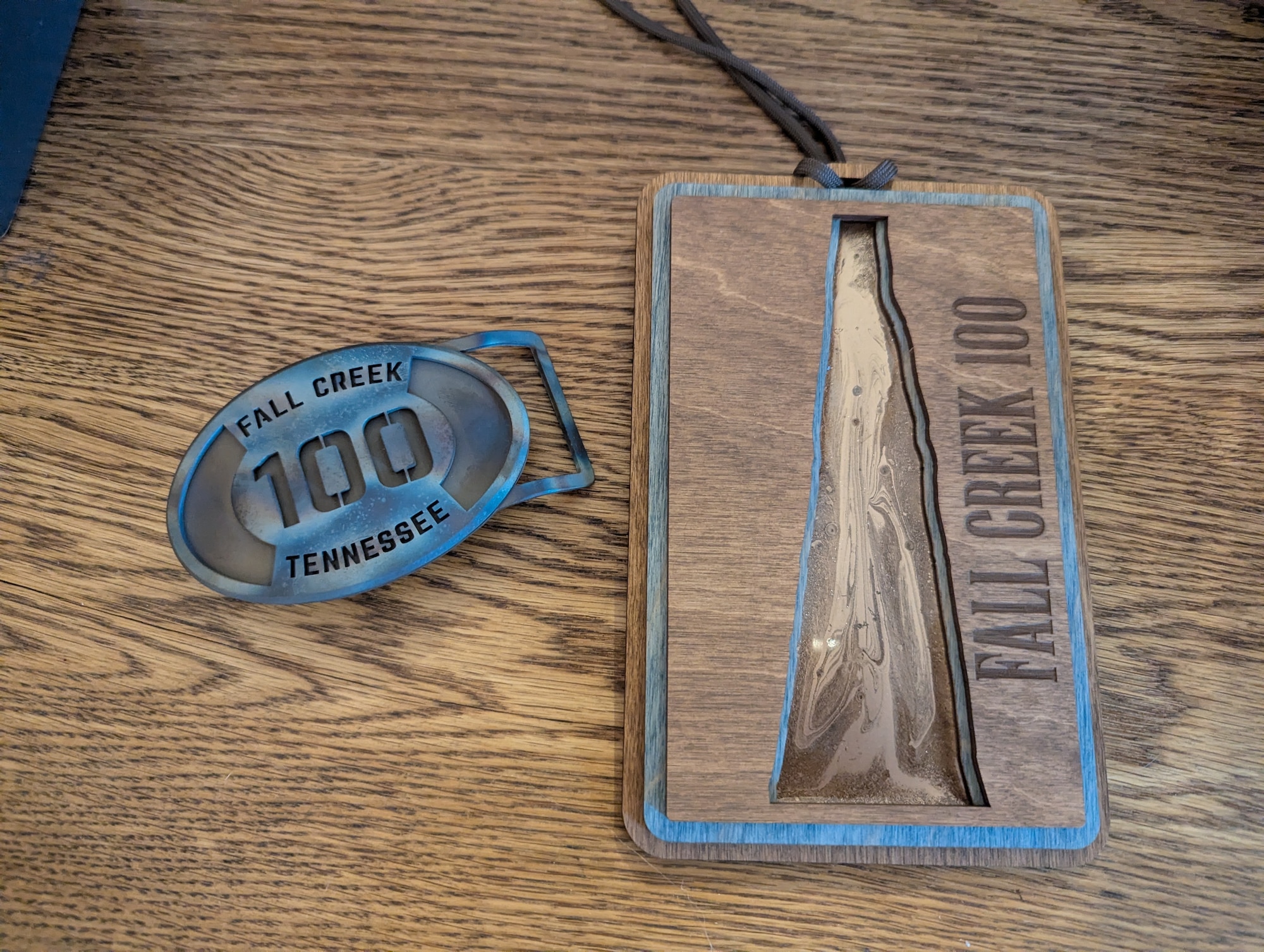 Arnold Air Force Base employee Ashley Rose-Nalin completed the Fall Creek Falls 100-mile race that took place on Nov. 22-23, 2025, at Fall Creek Falls State Park in Spencer, Tenn. She completed the race in 29 hours and 29 minutes. To add to her accomplishment of finishing a grueling 100- mile race, she also placed third among female runners. She was awarded a hand-welded, steel belt buckle along with a bronze podium award for her third-place finish. (Courtesy Photo)