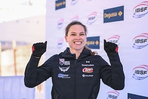 An Airmen celebrates.