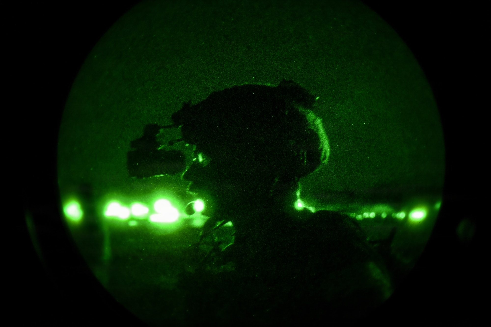 U.S. Air Force explosive ordnance disposal technicians, 4th Civil Engineer Squadron, perform rescue night operations during a Field Training Exercise at Seymour Johnson Air Force Base, North Carolina, Jan. 22, 2026. The exercise assessed EOD’s ability to rapidly respond to crisis scenarios and evaluated unit proficiency in executing mission-essential tasks while strengthening resilience and adaptability. (U.S. Air Force photo by Airman First Class Holly Leonard)