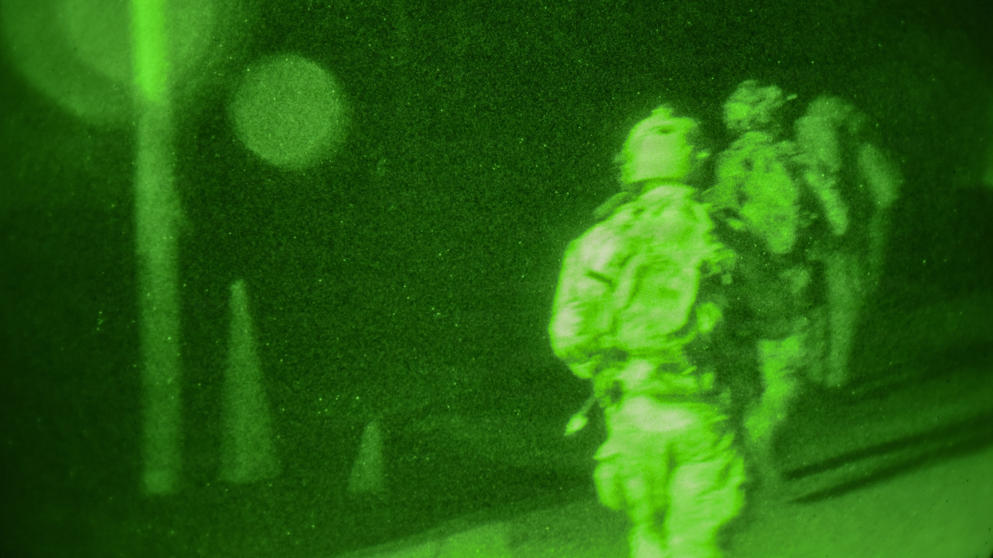 U.S. Air Force explosive ordnance disposal technicians, 4th Civil Engineer Squadron, perform rescue night operations during a Field Training Exercise at Seymour Johnson Air Force Base, North Carolina, Jan. 22, 2026. EOD plays a crucial role in the Air Force's mission, serving as a lifeline for safety and a key element in tactical rescue operations.(U.S. Air Force photo by Airman First Class Holly Leonard)