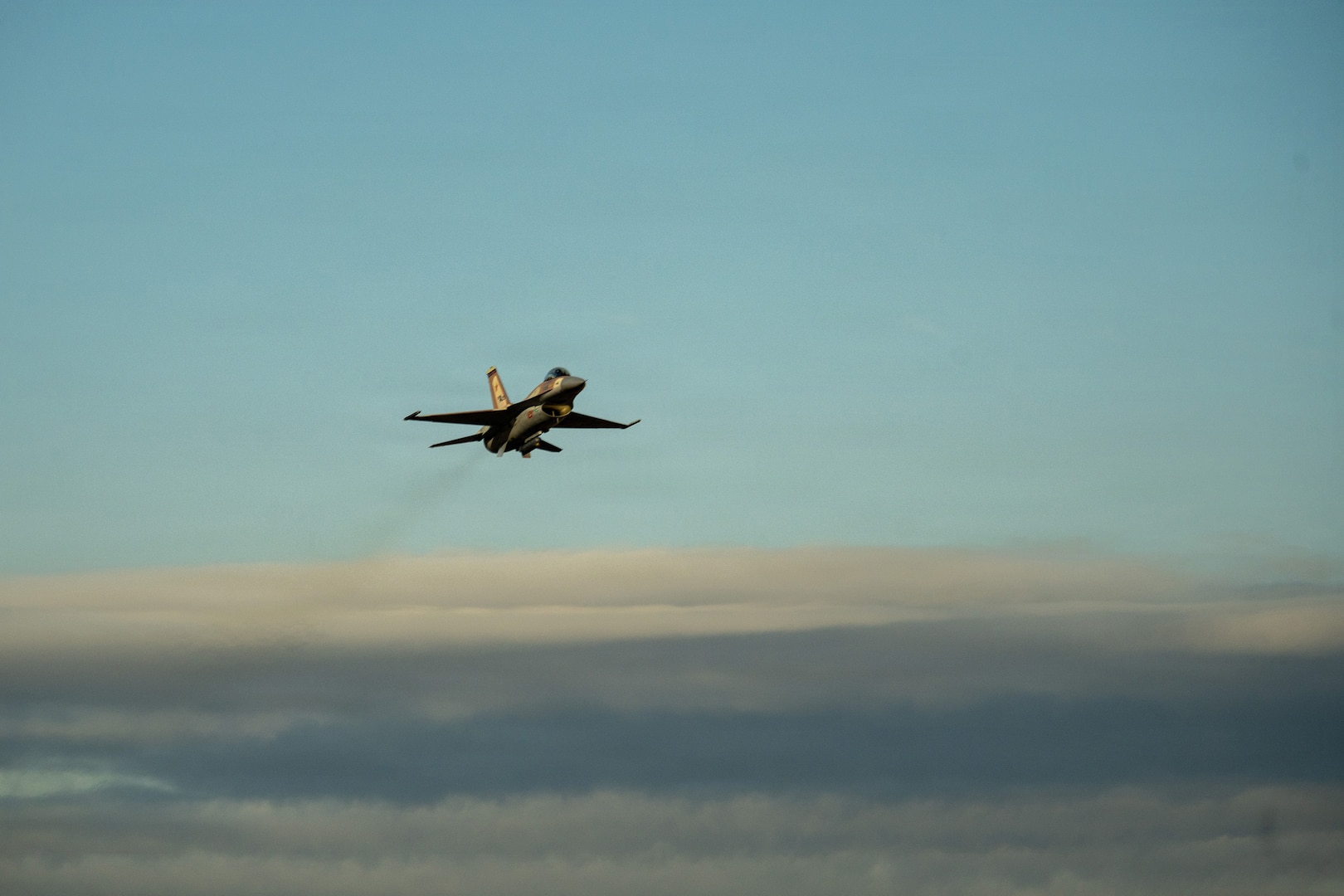 A U.S. Air Force F-16 Fighting Falcon aircraft assigned to the 175th Fighter Squadron, South Dakota Air National Guard, takes off from the Savannah Combat Readiness Training Center, or CRTC, during exercise Sentry South 26.1 at the Savannah Air National Guard Base, Georgia, Jan. 23, 2026.