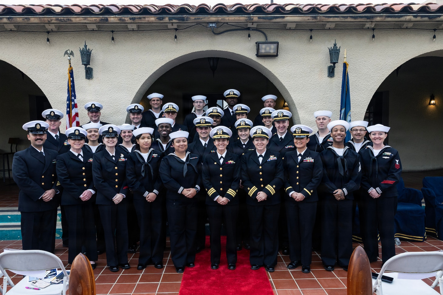 Sailors assigned to Fleet Public Affairs Center San Diego pose for a group photo at the conclusion of their establishment of command ceremony, Jan. 21, 2026. Fleet Public Affairs Center San Diego provides operational public affairs support to current and emerging public affairs and visual information engagements.  (U.S. Navy Photo by Mass Communication Specialist 1st Class Charles J. Scudella III)