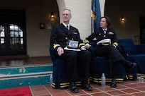 U.S. Navy Rear Adm. John Robinson III, Navy Chief of Information, and Capt. Sarah Self-Kyler, the commanding officer of Navy Public Affairs Command, attend the establishment of command ceremony for Fleet Public Affairs Center San Diego, Jan. 21, 2026. Fleet Public Affairs Center San Diego provides operational public affairs support to current and emerging public affairs and visual information engagements.  (U.S. Navy Photo by Mass Communication Specialist 1st Class Charles J. Scudella III)